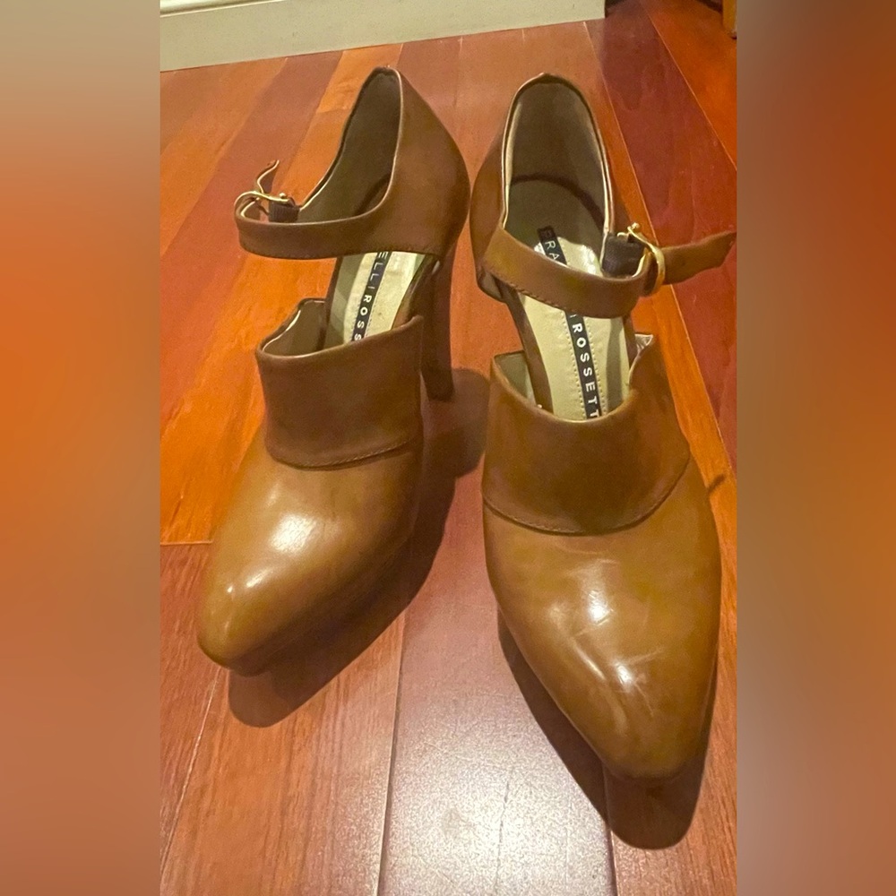 Fratelli Rossetti brown calf classic strap heels